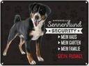 Blechschild 30x40 cm Sennenhund Security mein Haus Tier Haustier Hund