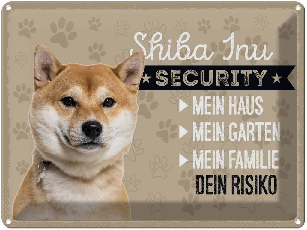 Blechschild 30x40 cm Shiba Inu Security dein Risiko Tier Haustier Hund