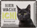 Blechschild 30x40 cm Katze hier wache ich eigene Gefahr Tier Haustier