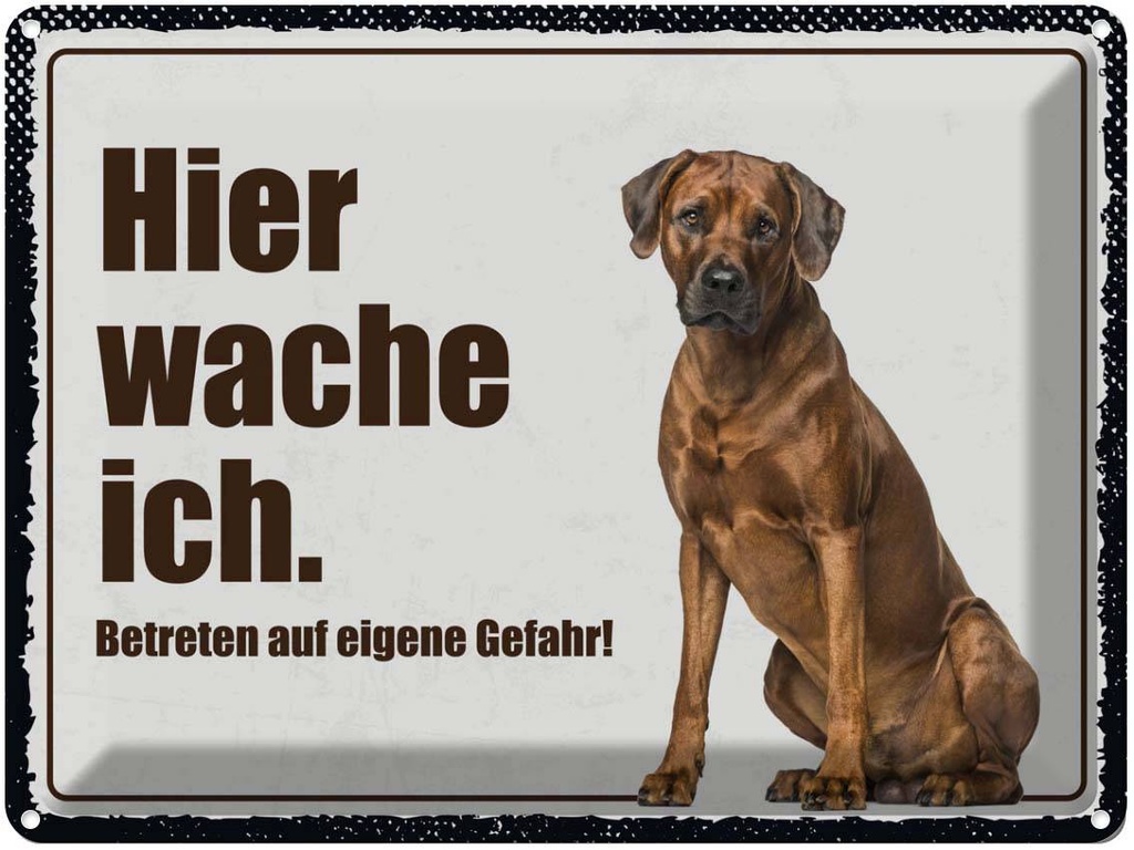 Blechschild 30x40 cm Rodhesian Ridgeback hier wache ich Spruch Zitat
