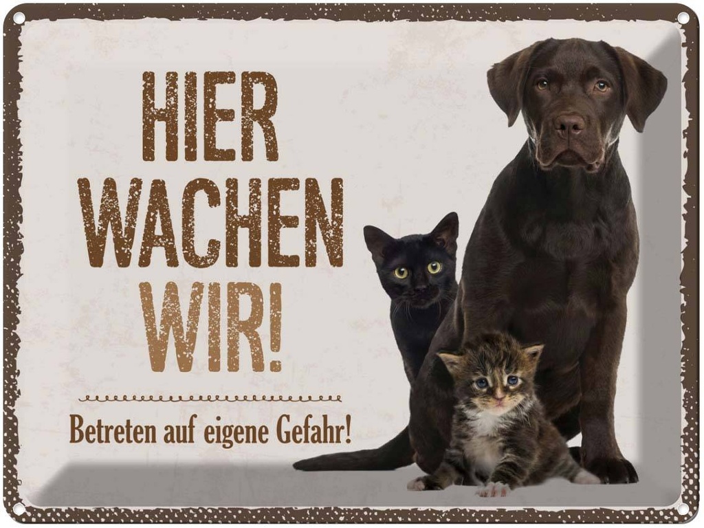 Blechschild 30x40 cm Tiere Hund hier wachen wir Tier Haustier