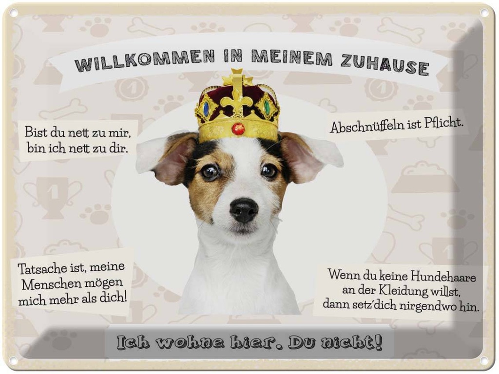 Blechschild 30x40 cm Tiere Hund willkommen wohne hier Tier Haustier