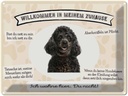 Blechschild 30x40 cm Tiere Pudel willkommen Zuhause Tier Haustier Hund