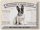 Blechschild 30x40 cm Frech Bulldog willkommen Zuhause Tier Haustier Hund