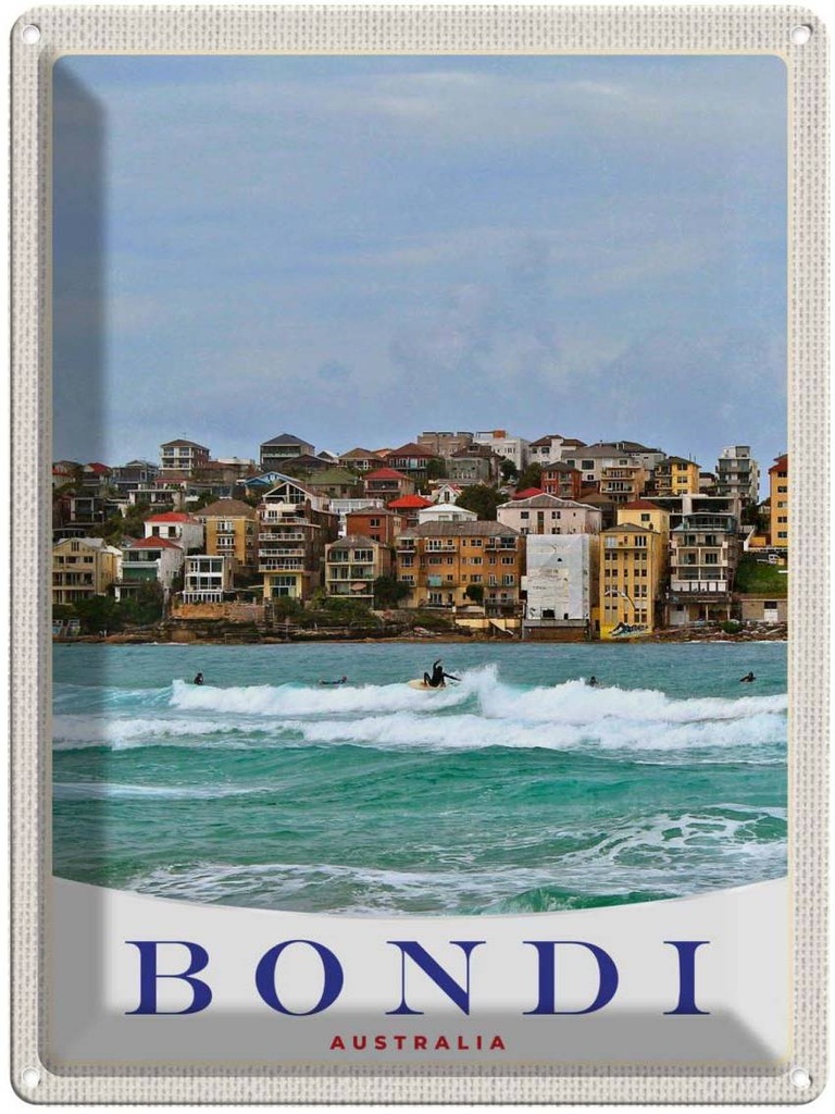 Blechschild 40x30 cm Bond Australia Surfen Meer Wellen Bildmotiv Reisemotiv Abenteuer Reisen Urlaub
