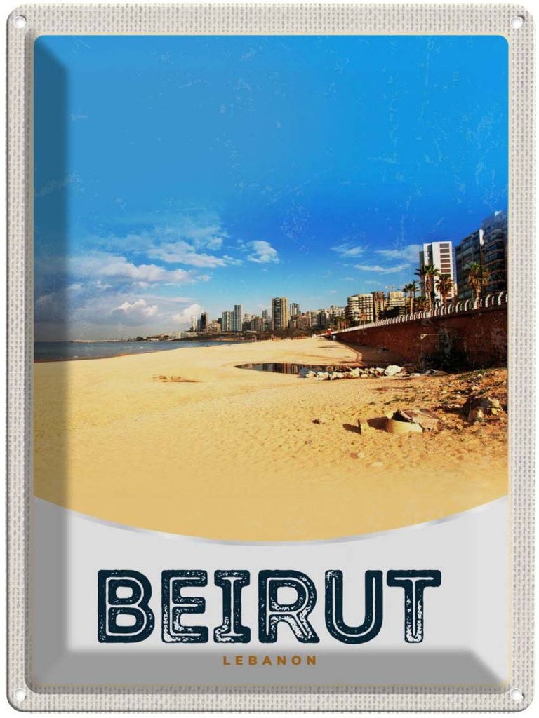 Blechschild 40x30 cm Beirut Libanon arabisch Strand Bildmotiv Reisemotiv Abenteuer Reisen Urlaub
