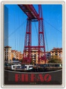 Blechschild 40x30 cm Bilbao Spanien Europa rote Brücke Bildmotiv Reisemotiv Abenteuer Reisen Urlaub