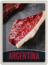 Blechschild 40x30 cm Argentinien Steak Fleisch Kuh Rind Bildmotiv Reisemotiv Abenteuer Reisen Urlaub