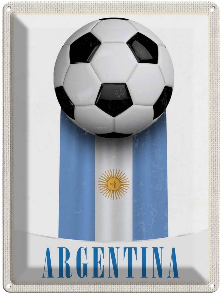 Blechschild 40x30 cm Argentinien Flagge Fußball Bildmotiv Reisemotiv Abenteuer Reisen Urlaub