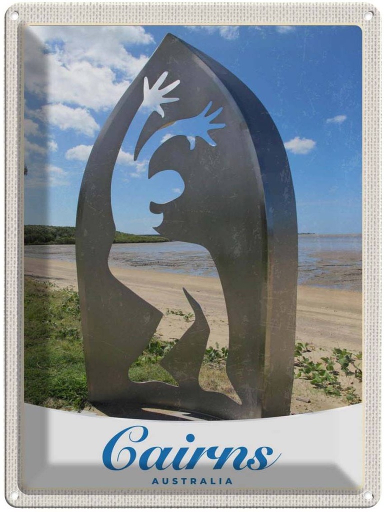 Blechschild 40x30 cm Cairns Australien Strand Meer Natur Bildmotiv Reisemotiv Abenteuer Reisen Urlaub