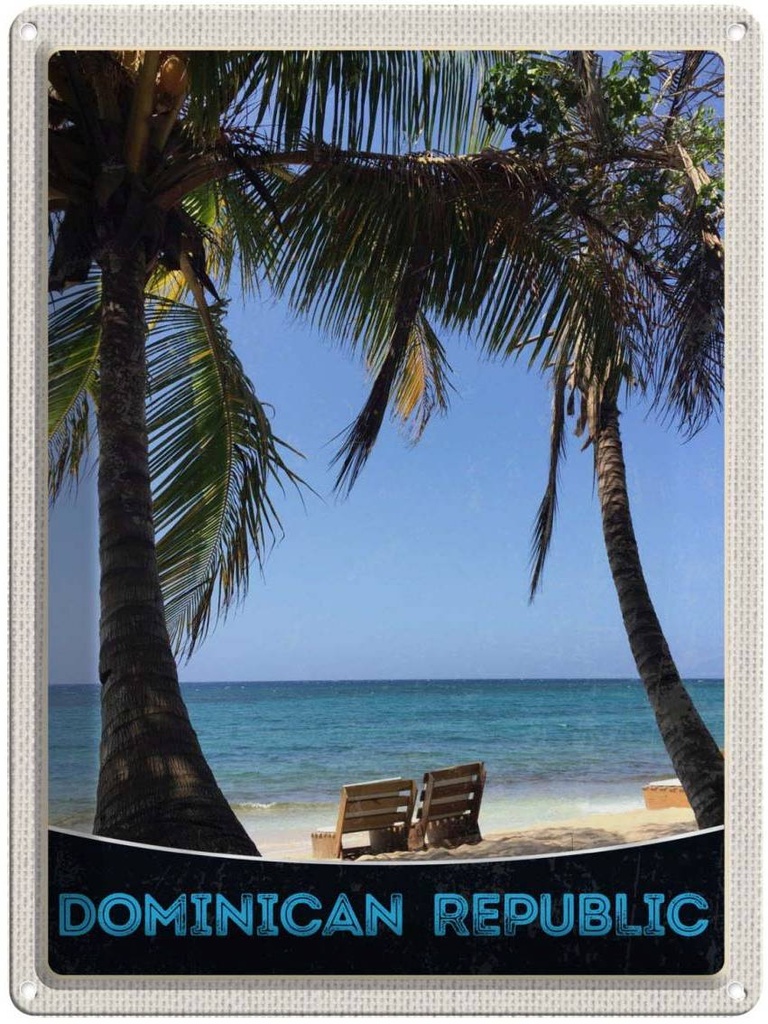 Blechschild 40x30 cm Dominikanische Republik Strand Bildmotiv Reisemotiv Abenteuer Reisen Urlaub