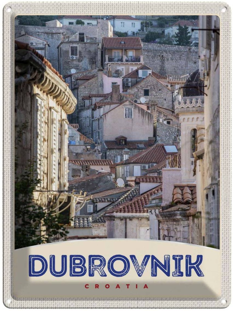 Blechschild 40x30 cm Blick auf Dubrovnik Kroatien Stadt Bildmotiv Reisemotiv Abenteuer Reisen Urlaub