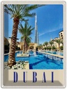 Blechschild 40x30 cm Dubai Palmen Wolkenkratzer Bildmotiv Reisemotiv Abenteuer Reisen Straße Stadt Urlaub