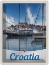 Blechschild 40x30 cm Kroatien Yacht Stadt Meer Bildmotiv Reisemotiv Abenteuer Reisen Europa Urlaub