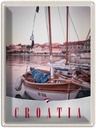 Blechschild 40x30 cm Kroatien Boote Stadt Meer Bildmotiv Reisemotiv Abenteuer Reisen Europa Urlaub