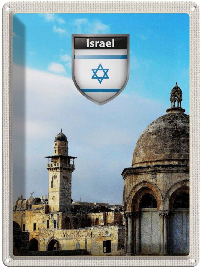 Blechschild 40x30 cm Israel Stadt Architektur Bildmotiv Reisemotiv Abenteuer Reisen Straße Urlaub