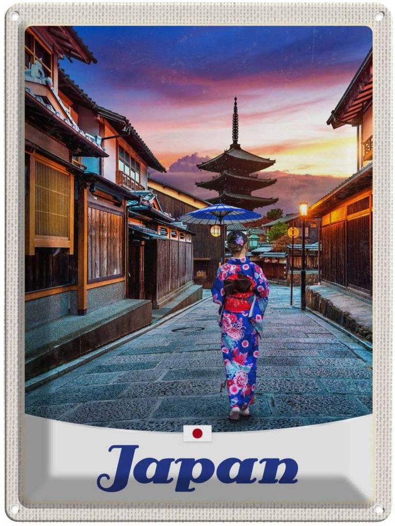 Blechschild 40x30 cm Japan Asien Japanerin Tradition Bildmotiv Reisemotiv Abenteuer Reisen Urlaub
