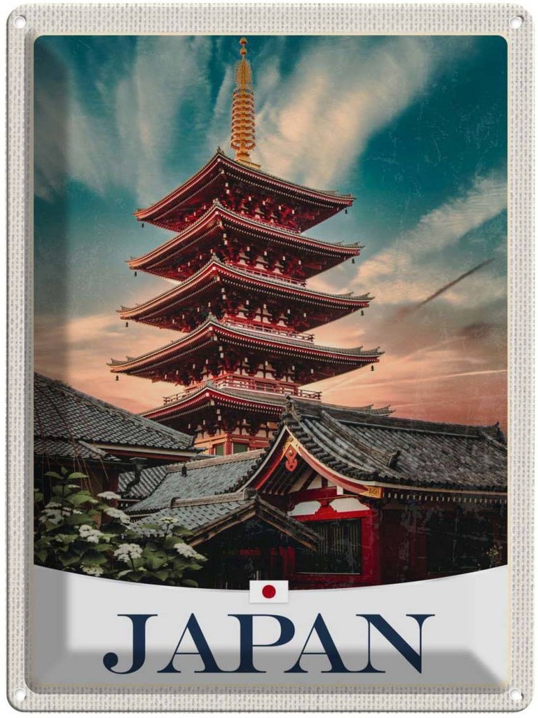 Blechschild 40x30 cm Japan Asien traditionelles Gebäude Bildmotiv Reisemotiv Abenteuer Reisen Urlaub