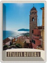 Blechschild 40x30 cm Italien Riviera Urlaub Meer Stadt Strand Bildmotiv Reisemotiv Abenteuer Reisen Europa