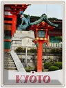 Blechschild 40x30 cm Kyoto Japan Urlaub Skulptur Fuchs Bildmotiv Reisemotiv Abenteuer Reisen Straße Stadt