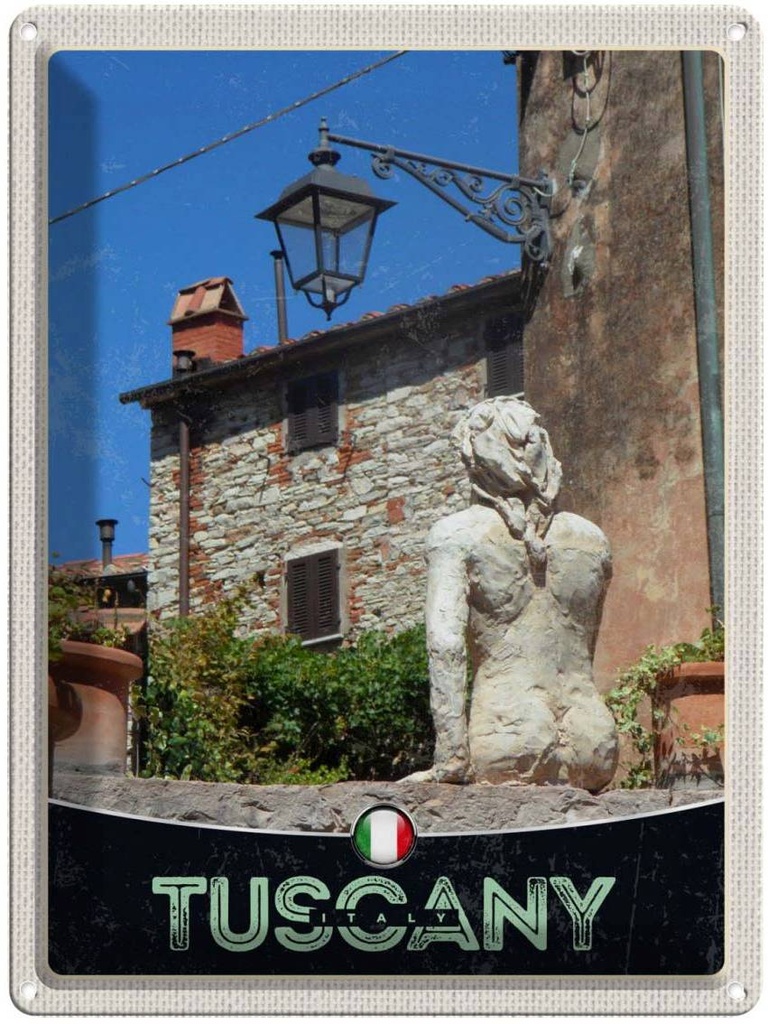 Blechschild 40x30 cm Toskana Italien Architektur Bildmotiv Reisemotiv Abenteuer Reisen Straße Stadt Urlaub