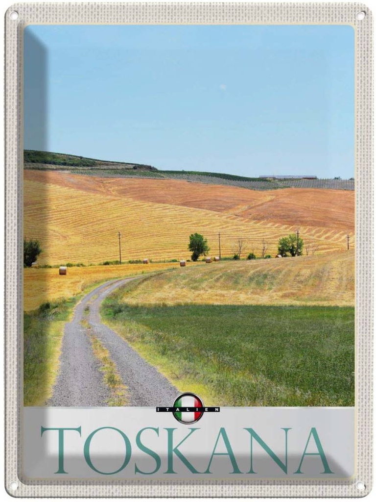 Blechschild 40x30 cm Toskana Italien Urlaub Weide Wiese Natur Bildmotiv Reisemotiv Abenteuer Reisen Europa