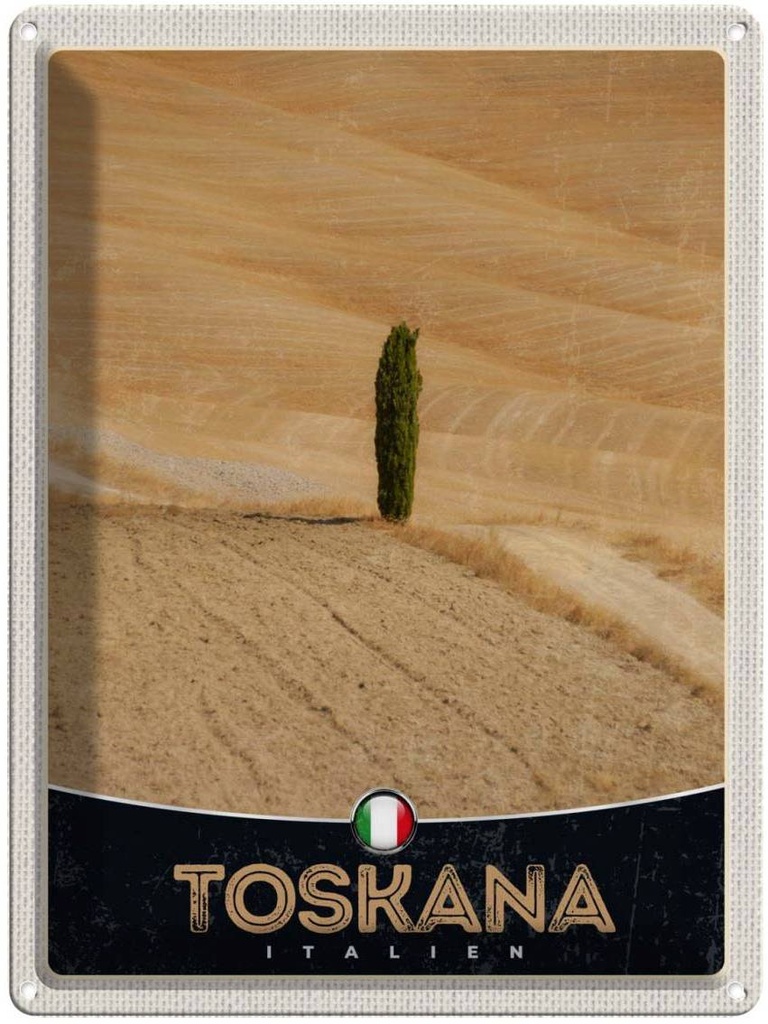 Blechschild 40x30 cm Toskana Italien Urlaub Felder Natur Sand Bildmotiv Reisemotiv Abenteuer Reisen Europa