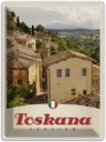 Blechschild 40x30 cm Toskana Italien Bäume Häuser Bildmotiv Reisemotiv Abenteuer Reisen Europa Urlaub