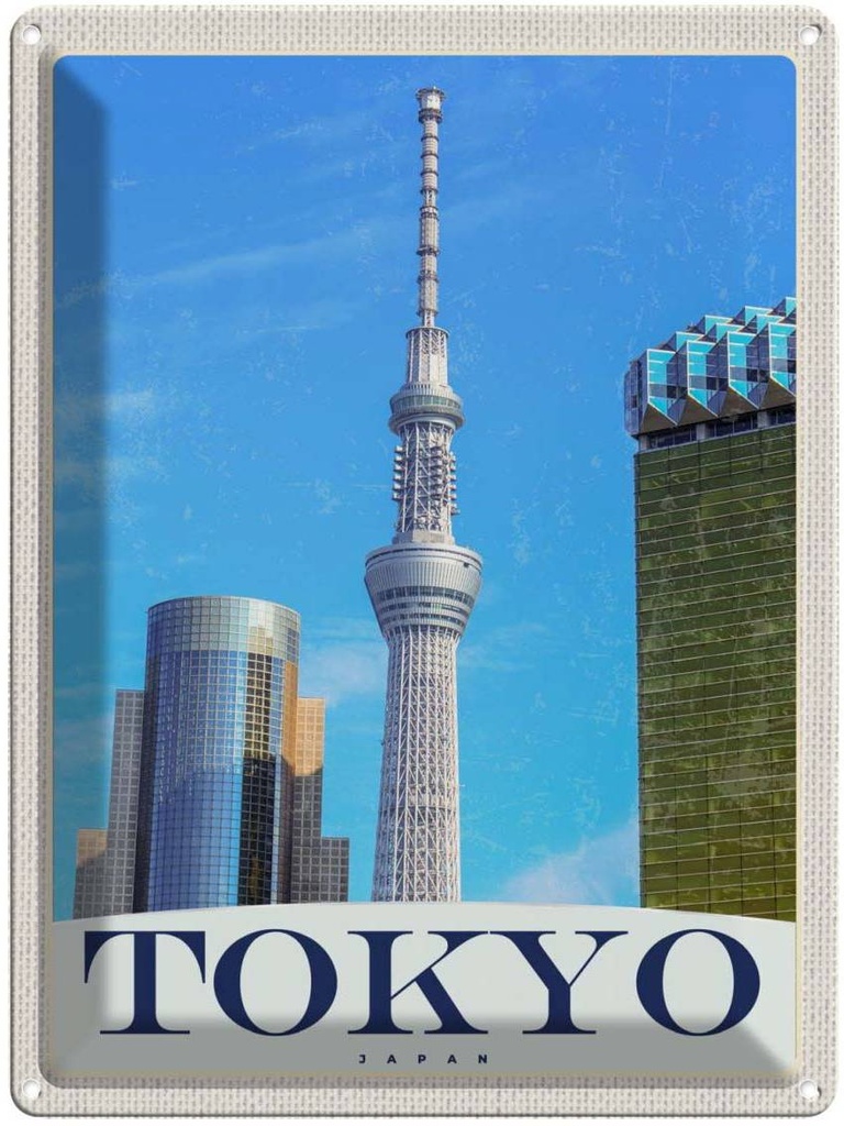 Blechschild 40x30 cm Tokyo Stadt Urlaub Hochhaus Asien Bildmotiv Reisemotiv Abenteuer Reisen Straße