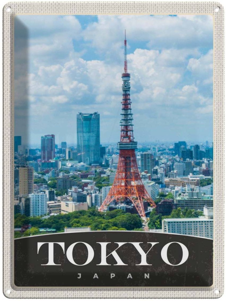 Blechschild 40x30 cm Tokyo Stadt Urlaub Japan Asien Bildmotiv Reisemotiv Abenteuer Reisen Straße