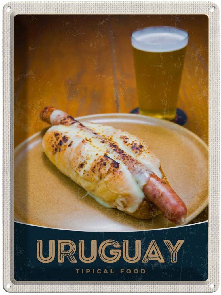 Blechschild 40x30 cm Uruguay Süd Reisen Urlaub Amerika Tipical Food Bildmotiv Reisemotiv Essen Trinken Abenteuer