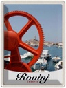 Blechschild 40x30 cm Rovinji Kroatien Urlaub Boote rot Haus Bildmotiv Reisemotiv Abenteuer Reisen Europa
