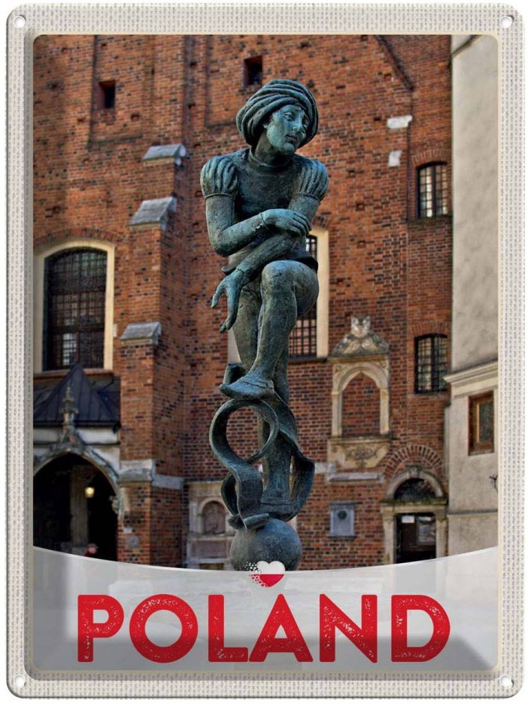 Blechschild 40x30 cm Polen Europa Skulptur Altstadt Bildmotiv Reisemotiv Abenteuer Reisen Urlaub