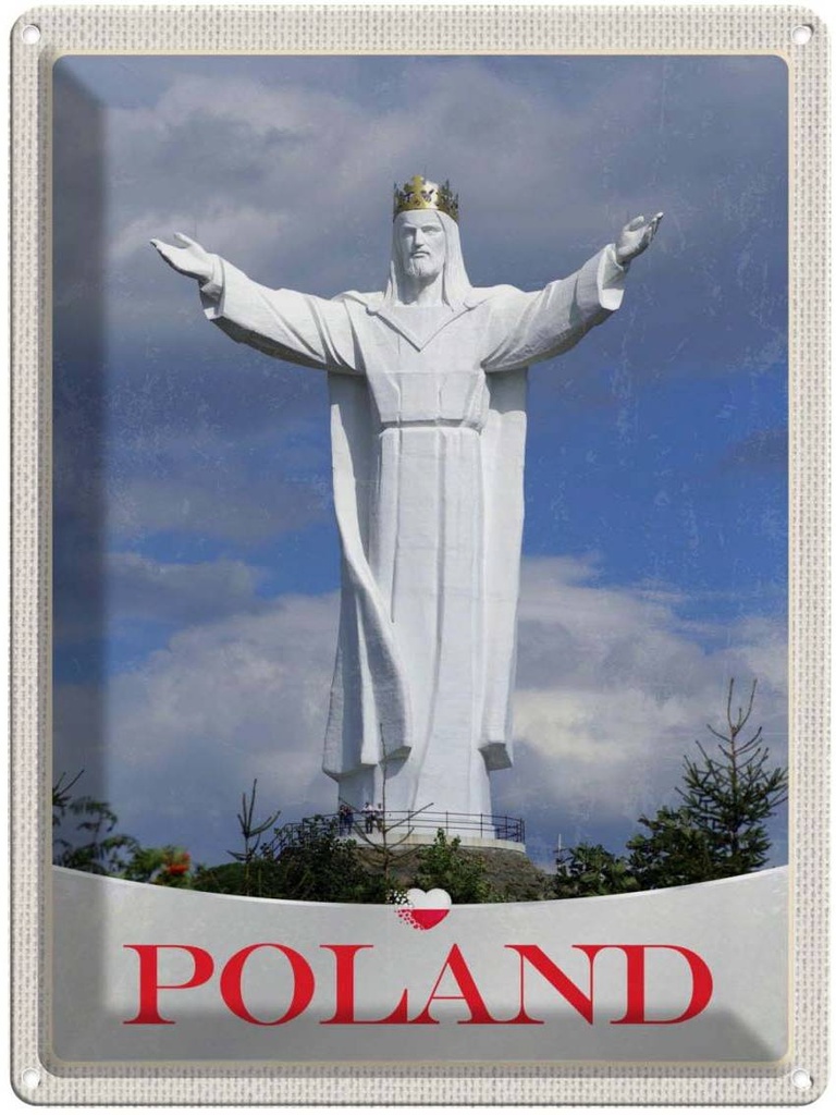 Blechschild 40x30 cm Polen Europa weiße Skulptur Bildmotiv Reisemotiv Abenteuer Reisen Urlaub