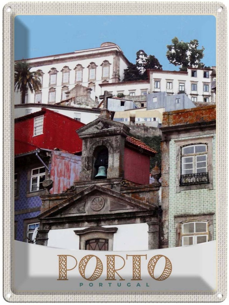 Blechschild 40x30 cm Porto Portugal Urlaub Stadt Europa Bildmotiv Reisemotiv Abenteuer Reisen Straße