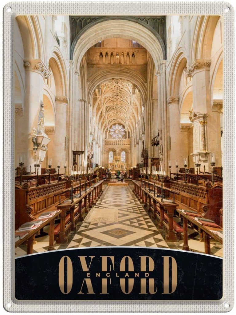 Blechschild 40x30 cm Oxford England Urlaub Europa Kirche innen Bildmotiv Reisemotiv Abenteuer Reisen