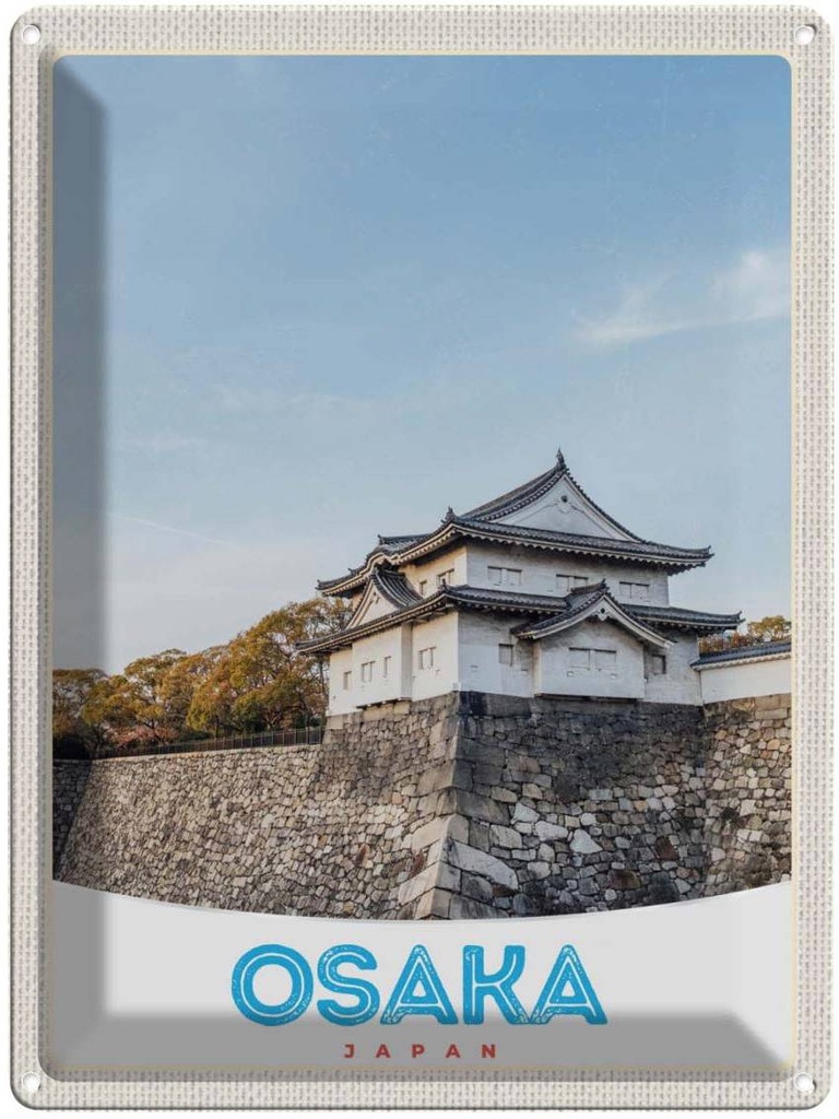 Blechschild 40x30 cm Osaka Japan Stadt Urlaub Asien Haus Bildmotiv Reisemotiv Abenteuer Reisen Straße