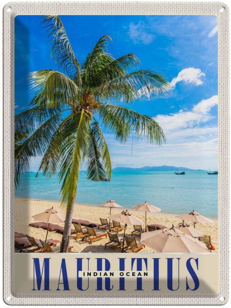 Blechschild 40x30 cm Mauritius Indischer Ozean Insel Bildmotiv Reisemotiv Abenteuer Reisen Urlaub