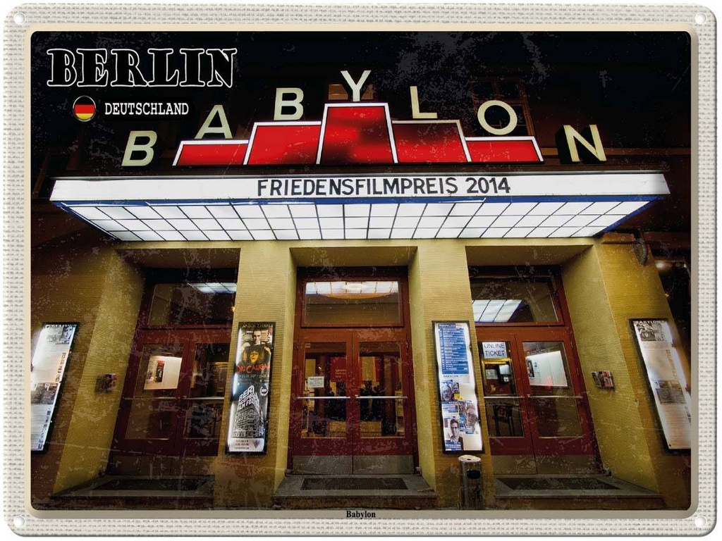 Blechschild 30x40 cm Berlin Deutschland Babylon Kino Bildmotiv Reisemotiv Abenteuer Reisen Urlaub