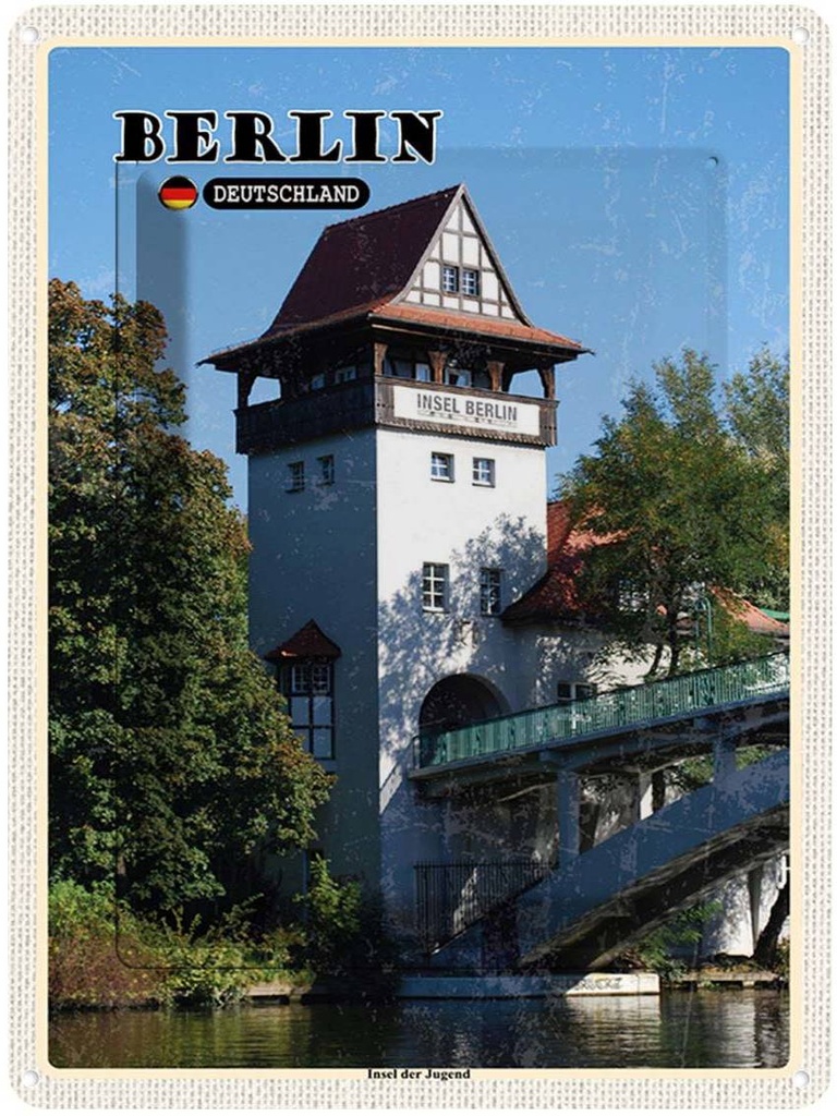 Blechschild 40x30 cm Berlin Insel Stadt Urlaub der Jugend Reise Bildmotiv Reisemotiv Abenteuer Reisen Straße