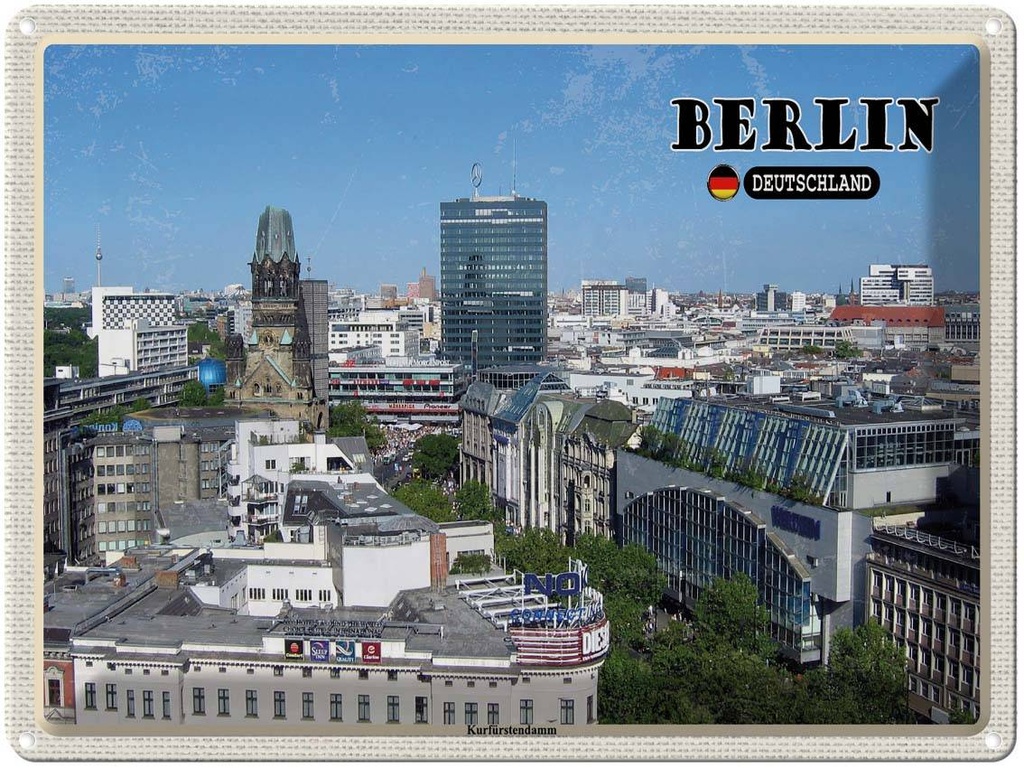 Blechschild 30x40 cm Berlin Hauptstadt Kurfürstendamm Bildmotiv Reisemotiv Abenteuer Reisen Urlaub