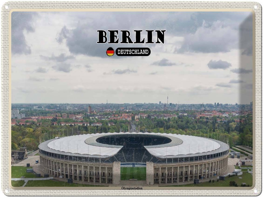 Blechschild 30x40 cm Berlin Olympiastadion Deutschland Bildmotiv Reisemotiv Abenteuer Reisen Urlaub