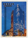 Blechschild 40x30 cm Berlin Potsdamer Gebäude Abend Bildmotiv Reisemotiv Abenteuer Reisen Urlaub
