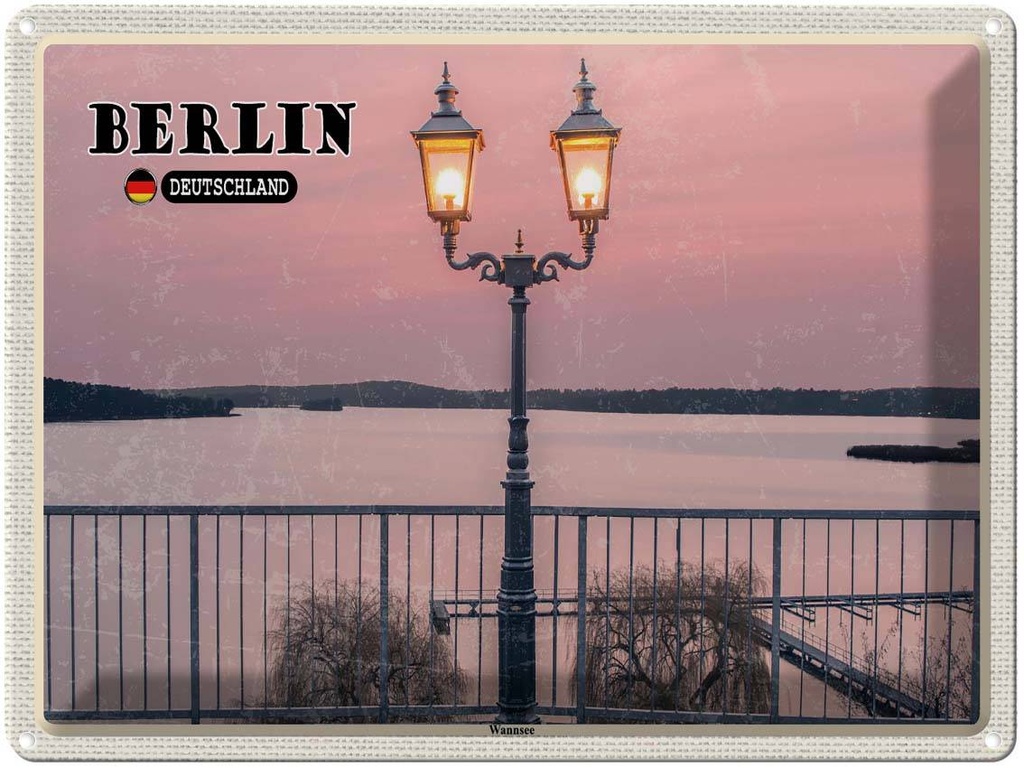Blechschild 30x40 cm Berlin Hauptstadt Wannsee Bildmotiv Reisemotiv Abenteuer Reisen Straße Stadt Urlaub