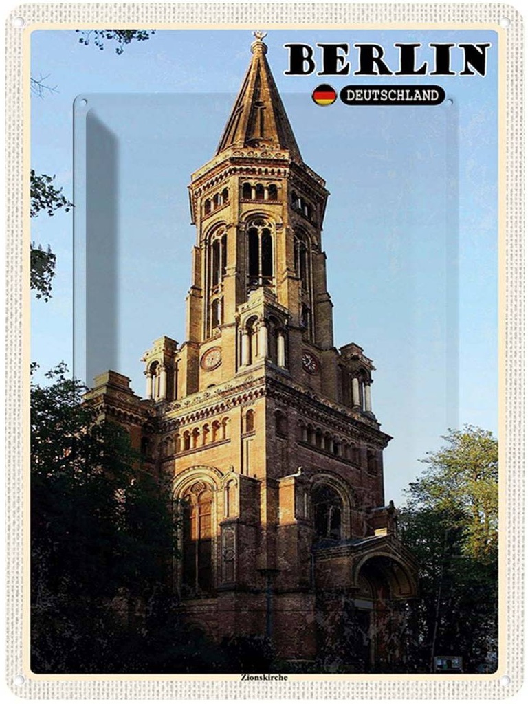 Blechschild 40x30 cm Berlin Deutschland Zionskirche Bildmotiv Reisemotiv Abenteuer Reisen Urlaub