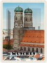Blechschild 40x30 cm München Altstadt Frauenkirche Abenteuer Reisen Straße Stadt Urlaub