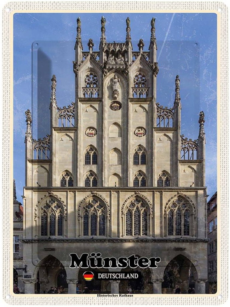 Blechschild 40x30 cm Münster Historichesrathaus Abenteuer Reisen Straße Stadt Urlaub