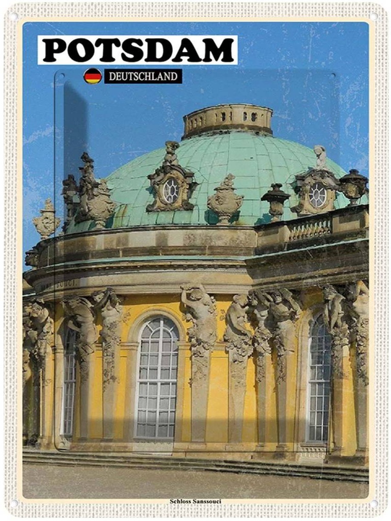 Blechschild 40x30 cm Potsdam Schloss Sanssouci Bildmotiv Reisemotiv Abenteuer Reisen Straße Stadt Urlaub