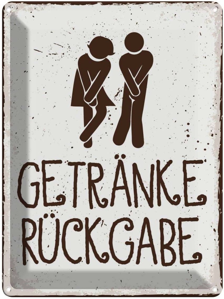 Blechschild 40x30 cm Getränke Rückgabe Essen Trinken