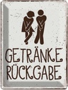 Blechschild 40x30 cm Getränke Rückgabe Essen Trinken